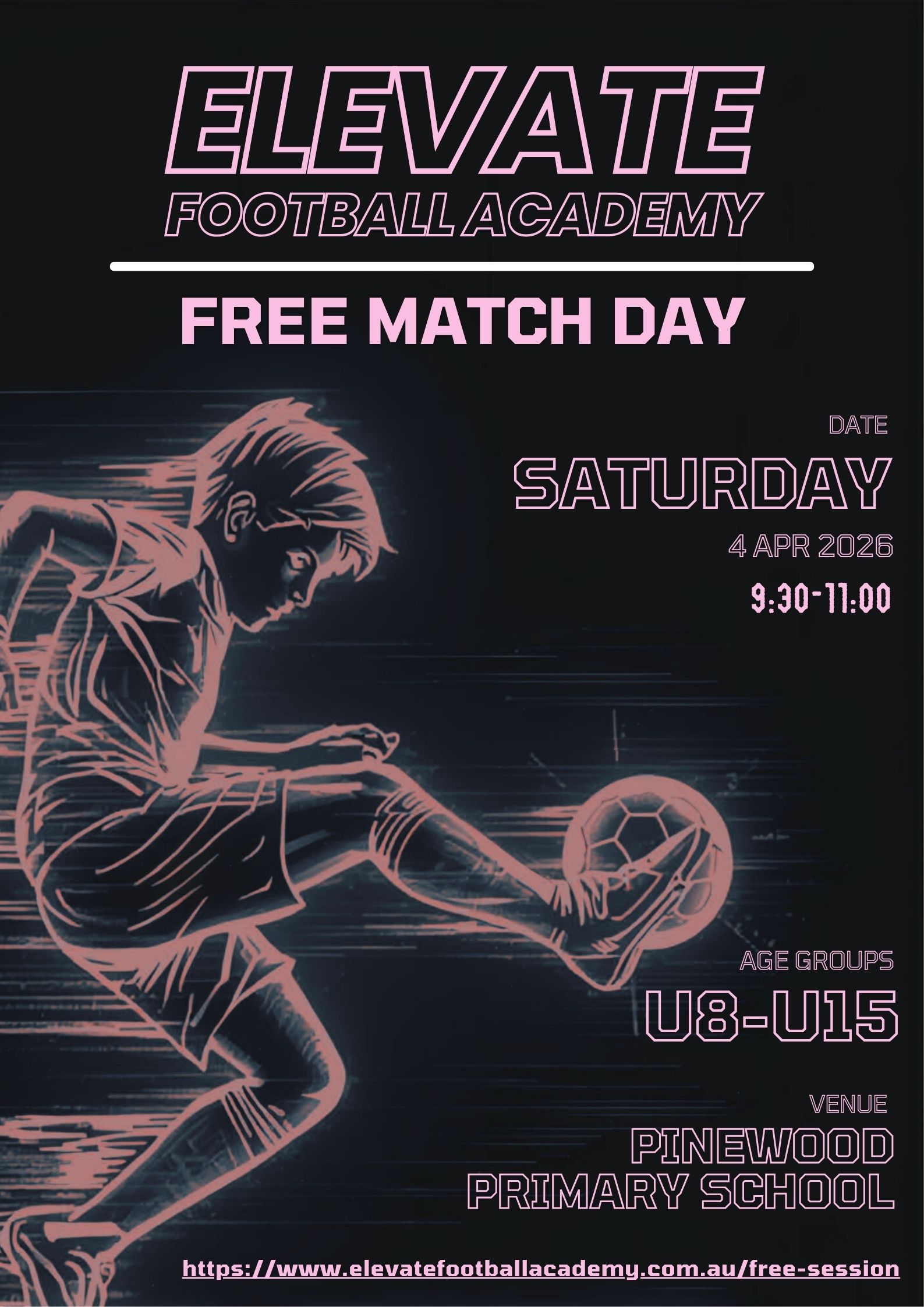 Free Match Day - Saturday 4 April 2026, 9:30am, U8-U15, Pinewood Primary School